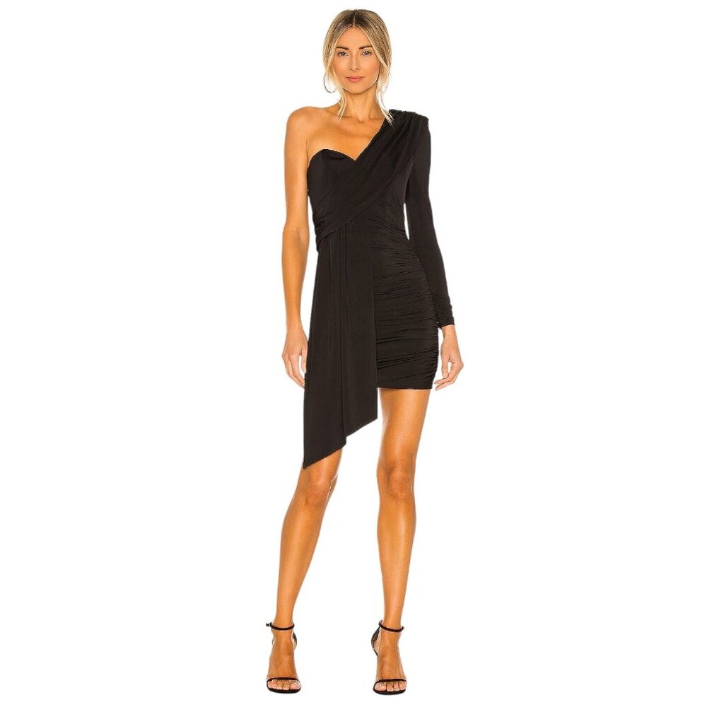 Michael Costello x REVOLVE Carmen Dress in Black XSmall New Womens One Shoulder